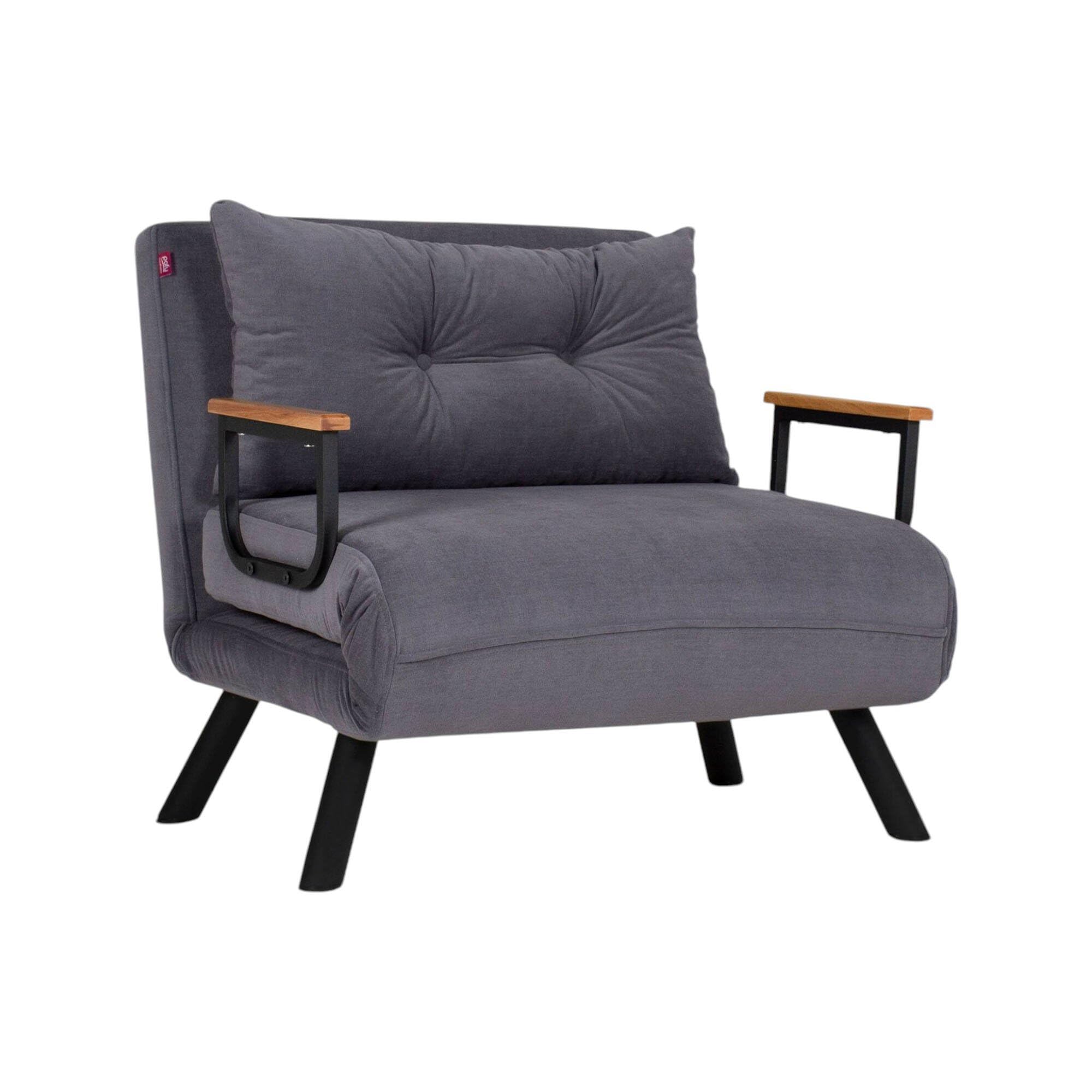 Dmora - Sillón Quaoar, Asiento Acolchado, Sofá Individual en el salón, Silla con reposabrazos, 60x78 h78 cm, Gris