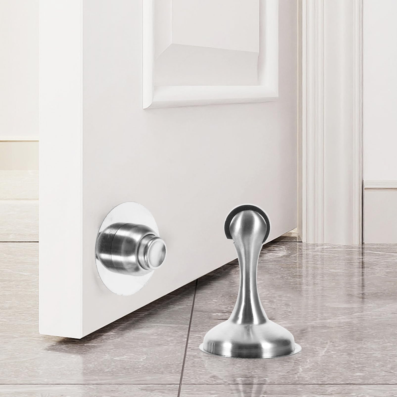 DOITOOL 2 Ensembles Butée De Porte Murale Acier Inoxydable Lot de Installation sans Perçage Protection Collision pour Portes De Chambre Salon Cuisine Et Garage 2 Pièces * 2
