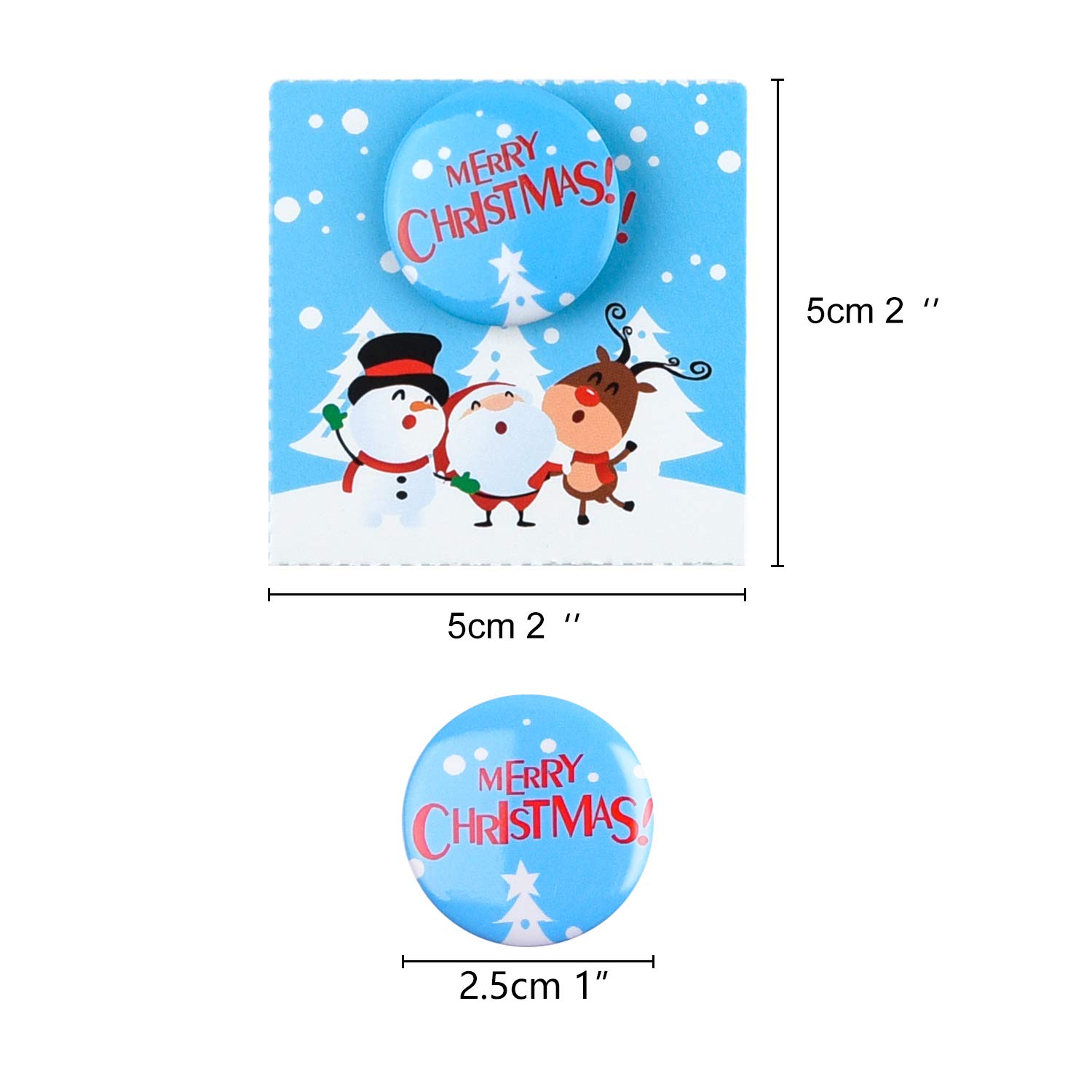FEPITO 36 Pcs Botones de Feliz Navidad Botones Mini Pinback con Tarjetas de Navidad para Niños Suministros Fiesta de Navidad