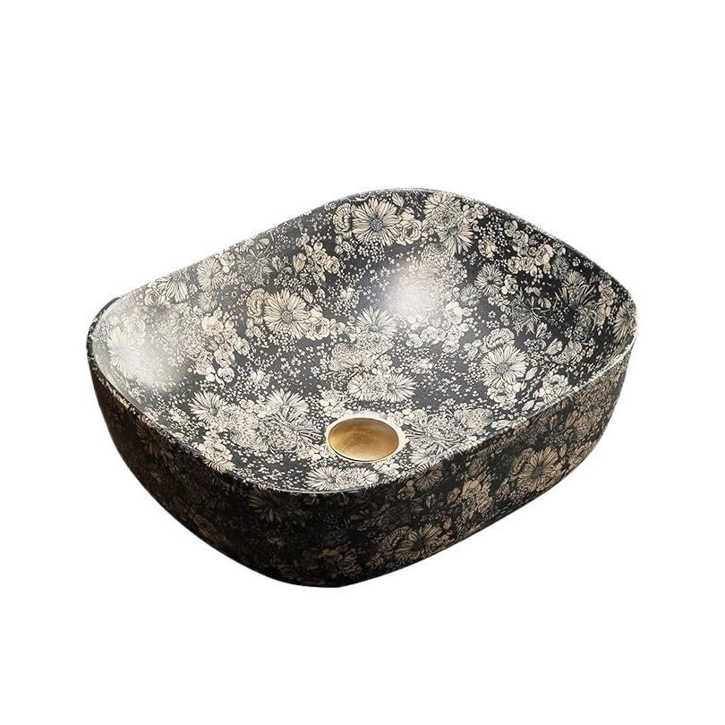 zlew nablatowy Ceramiczna umywalka łazienkowa, 48 * 39 * 14 cm, nablatowa, porcelanowa, nablatowa (pojedyncza umywalka)