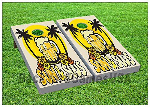 Sun & Suds Cornhole BEANBAG TOSS Game w Bags Game Board Beer Beach Set 646