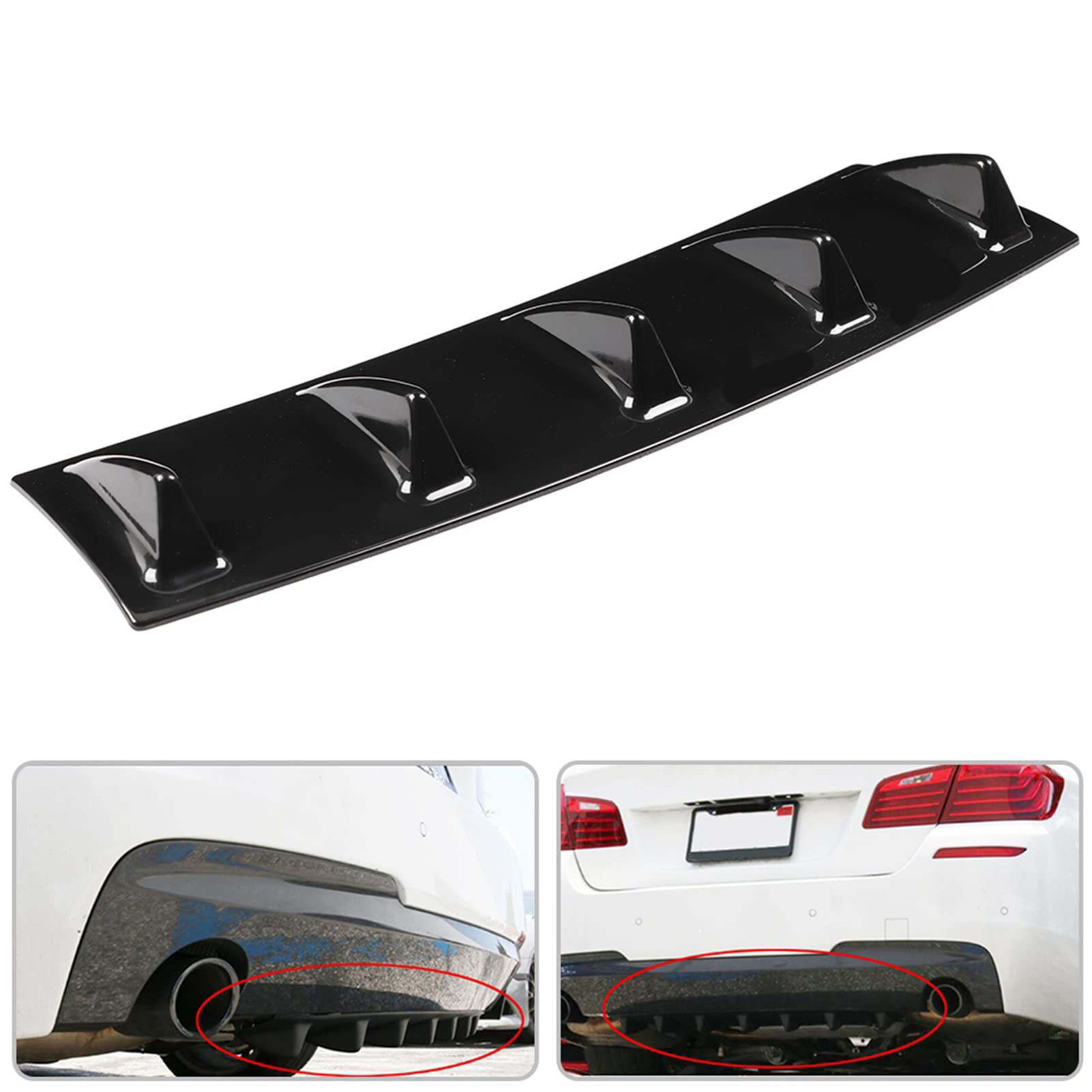 diffusore sottoparaurti universale auto + Diffusore pinna di squalo Diffusore universale per paraurti posteriore per auto Telaio spoiler per alette di squalo(M)