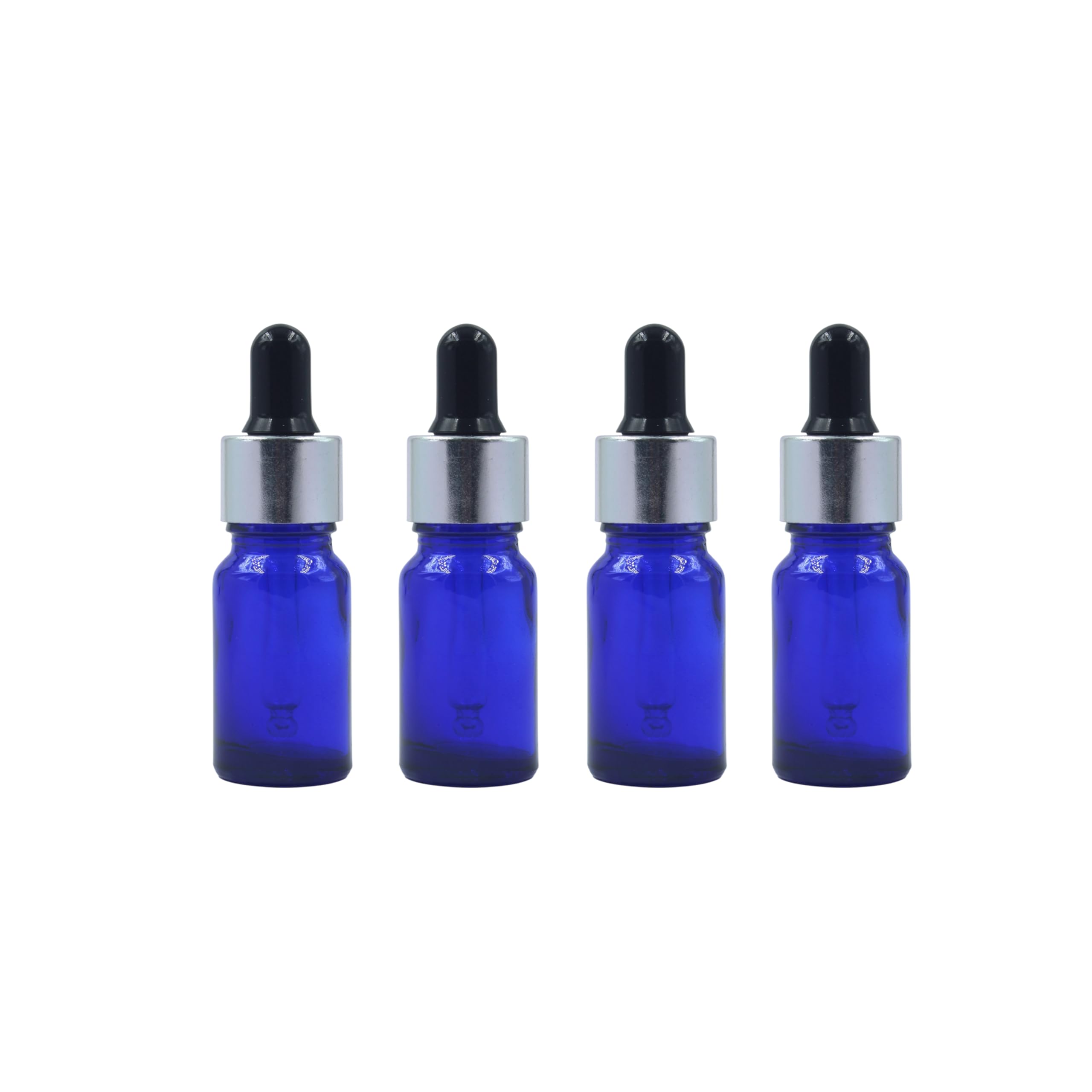 Blue Glass Bottle with Euro Dropper for Essential Oil, Fragrance,DIY Beauty care with Silver ring + Black Silicone Teat, Leak Proof, Reusable, Refillable. 10ML - Pack of 4-image-26