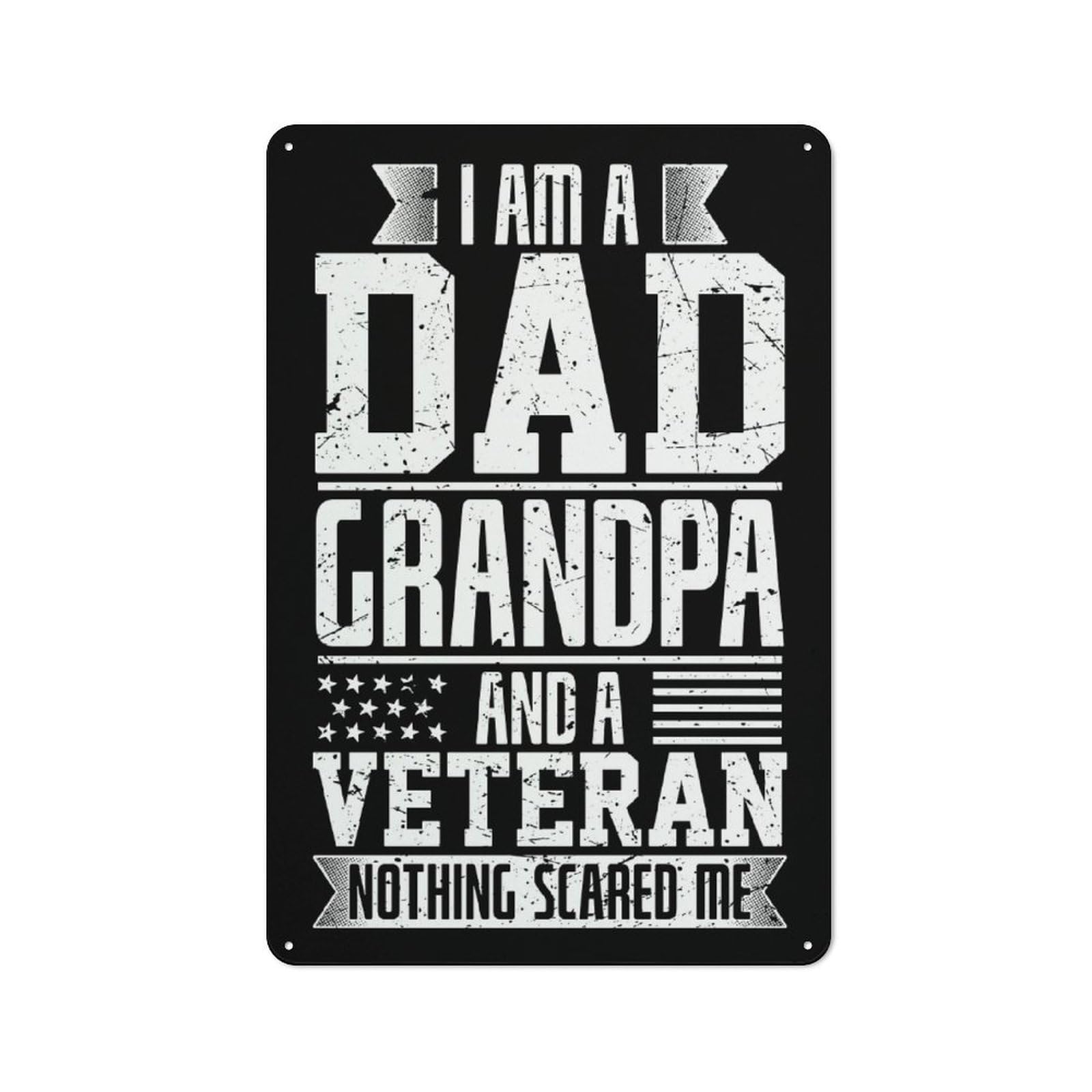 Junmoney Style-20 Retro Metal Wall Sign 30X20cm Featuring Dad Grandpa And Veteran For Pub Or Café, For Garage, Workshop And Man Cave Decoration