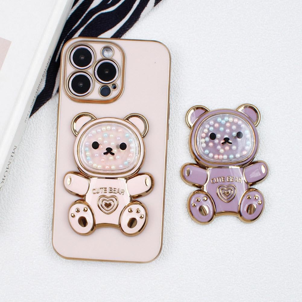 Supporto Per Telefono A Forma Di Orso Con Paillettes - Pieghevole E