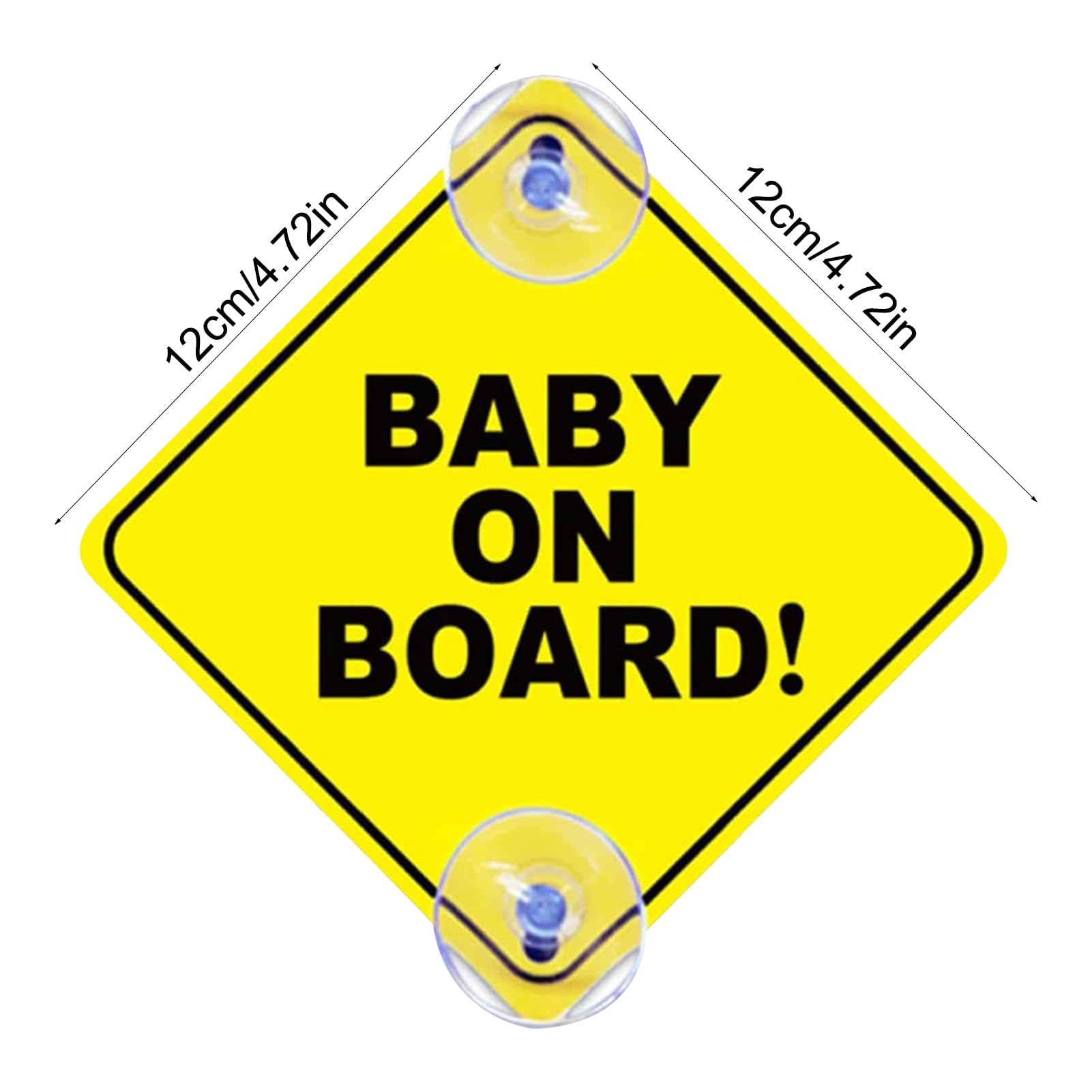 2 Pcs Baby on Board Sign for Car 5"x5" Safety Signs with Double Suction Cups, Baby on Board Car Signs, Bright Yellow and See - Image 2