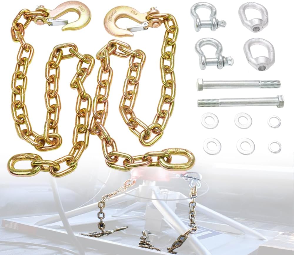 Ultimate Connection 5th Wheel Trailer Safety Chains with Hooks,Safety Chain Kit,24,000 lbs