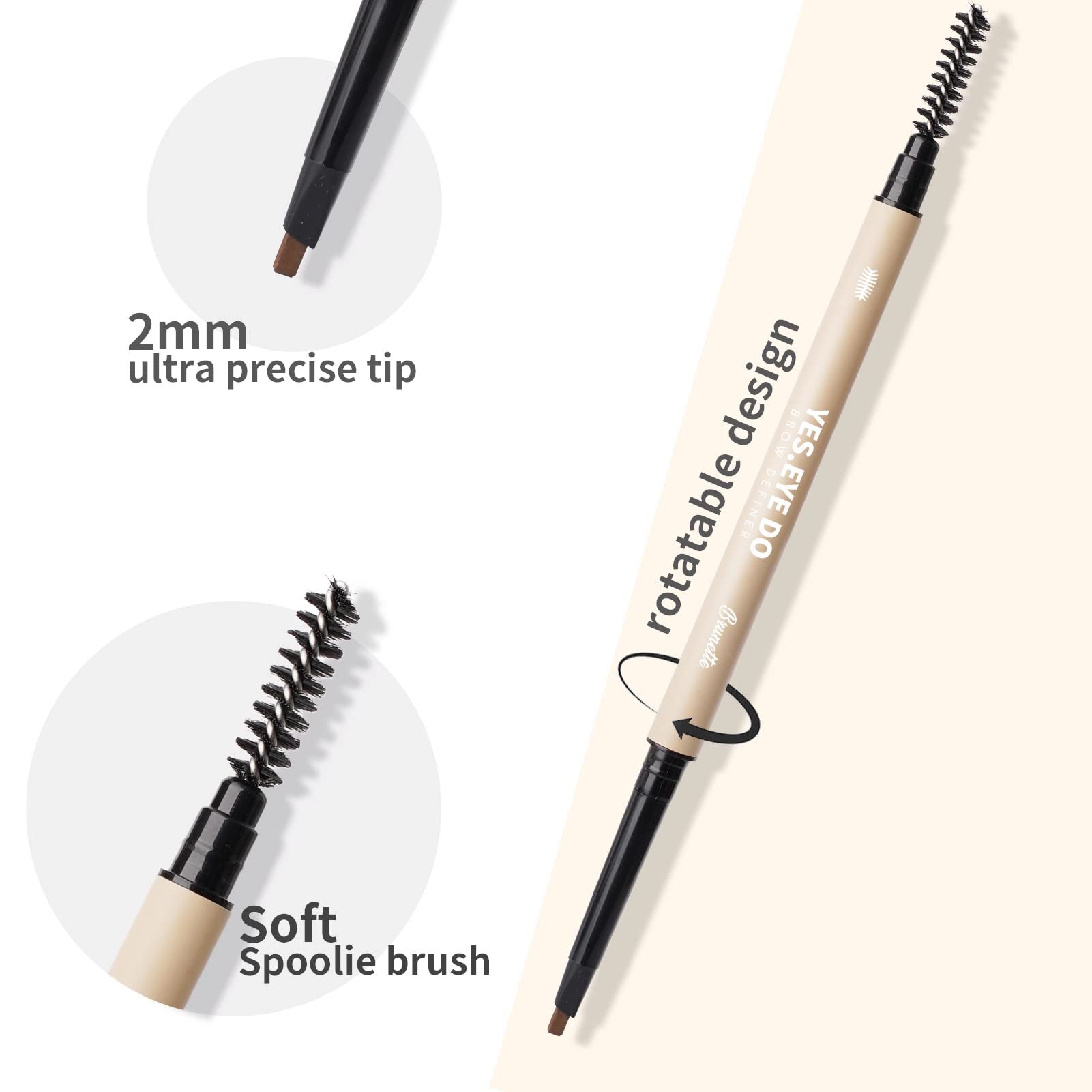 Grey Eyebrow Pencil for Older Women Soft, Retractable Gray Eyebrow Pencil with Spoolie, Ultra Fine Brow Pencil for Gray Hair with hair like strokes, Long-lastin, Waterproof, Grey, YES.EYE DO