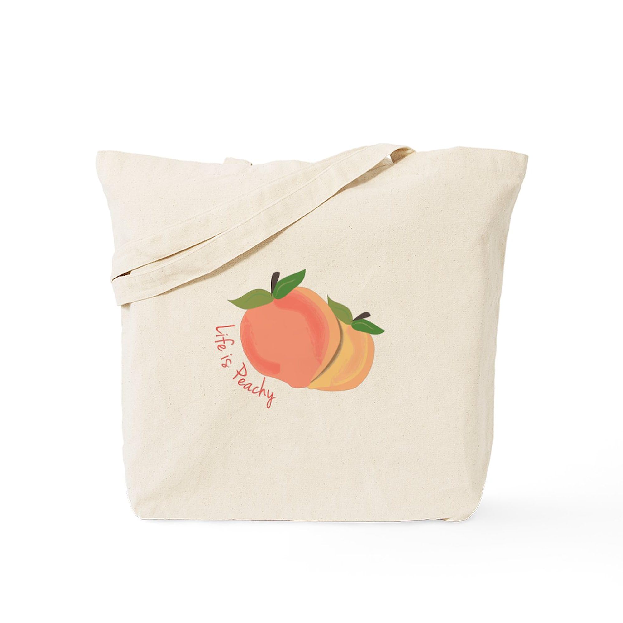 CafePress Life Is Peachy Tote Bag Natural Canvas Tote Bag, Reusable Shopping Bag