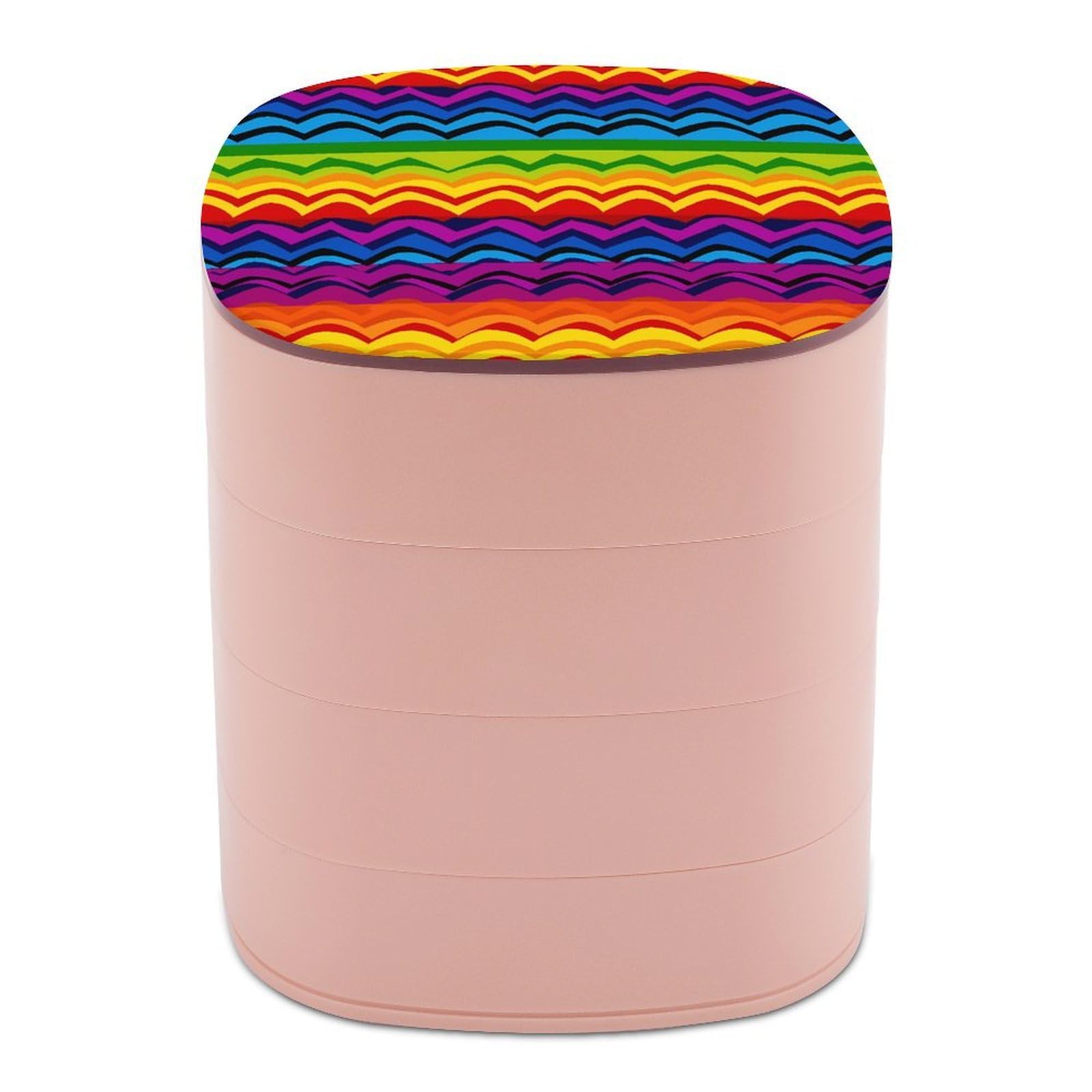 FekiLoot Gay Pride Rainbow Pattern1 Jewelry Box 4-Layers Rotatable Jewelry Organizer Storage Box with Mirror Cute Travel Jewelry Case Portable Earring Holder Organizer for Ring Necklace Bracelet