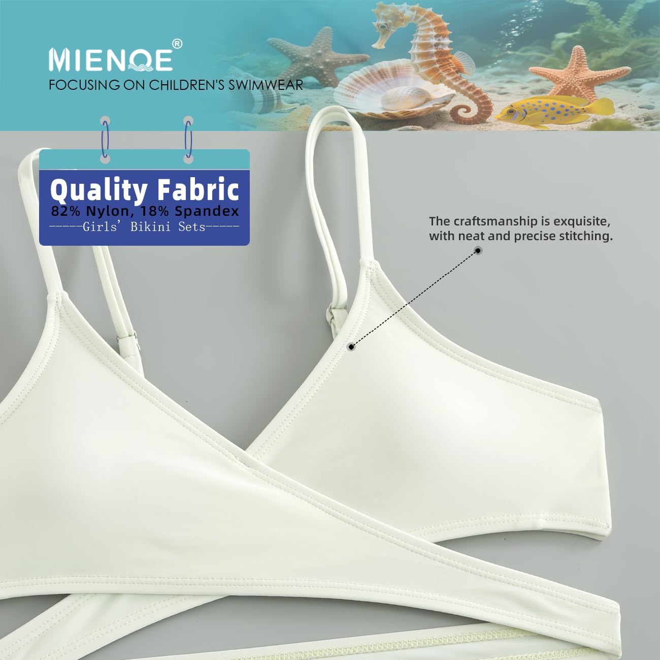 MIENOE Teen Girls Two-Piece Bikini Swimsuits | Removable Chest Pad Nylon Swimwear Kids Size 6-17 Years - Image 4