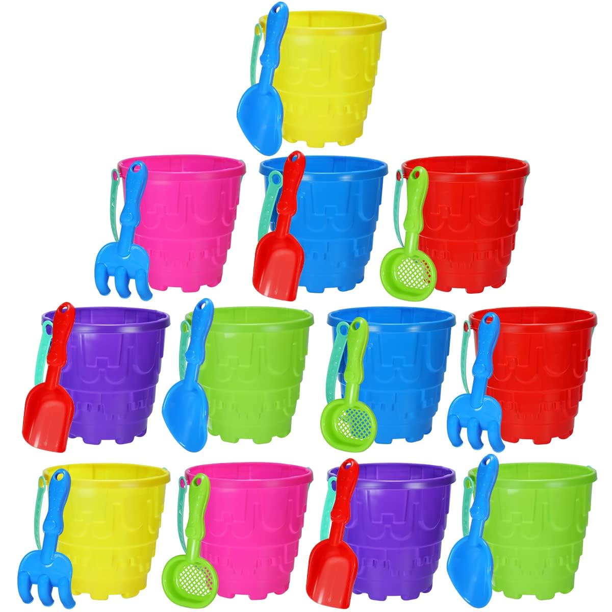 Qiuyanbo 5.63 Inch Sand Castles Beach Buckets and Shovel Set,Sand