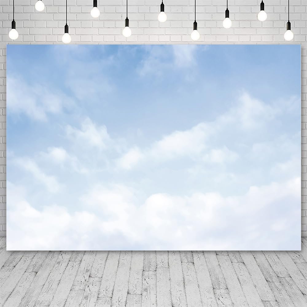 Toile De Fond Photo Montgolfières - 2.1x1.5m, Ciel Bleu Et Nuages, Pour Nouveau-Né Ou Fête