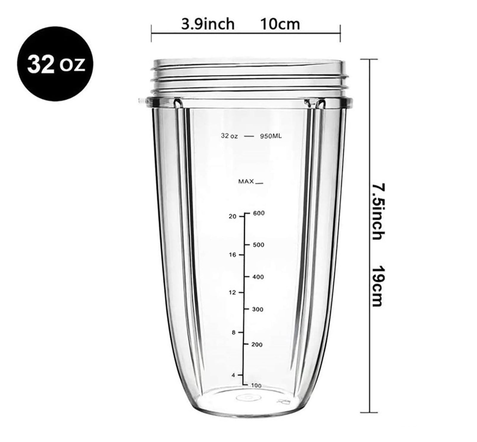 Paquete 2 Vasos 32oz Con Tapa Abatible Compatible Con NutriBullet 600W 900W