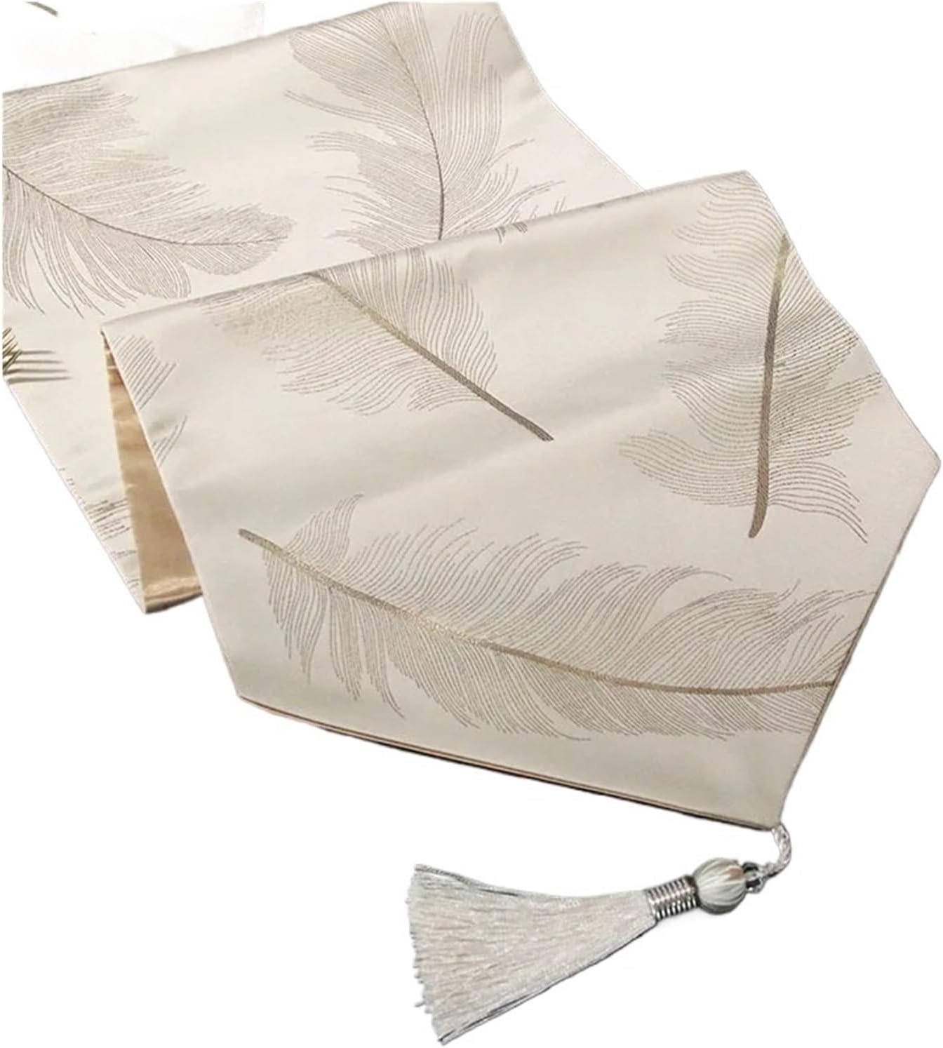 Table Runner Leaf Pattern Table Runner Embroider Table Runner for Wedding Hotel Dinner Party for Shoe Cabinet(32x200cm)