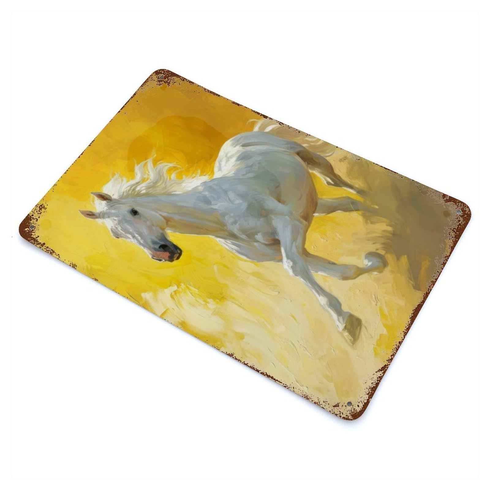 Distressed Metal Wall Sign Gallop Glow 11.8"x7.9", Retro Wall Decor for Basement, Hobby Room And Garage Decor