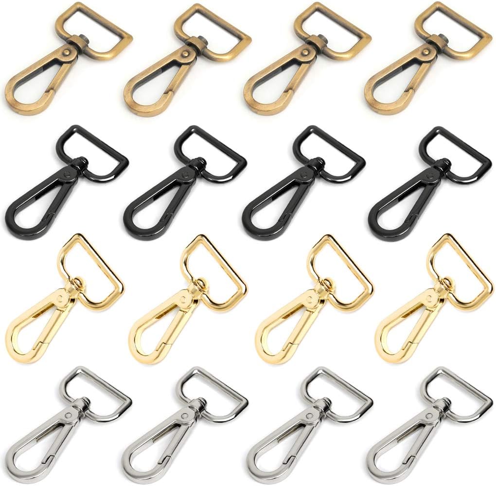Swivel Clasps 1" D Ring Lobster Clasp Claw for Strap Push Gate Lanyard Swivel Snap Hook Clips(Assorted Color, 16 pcs
