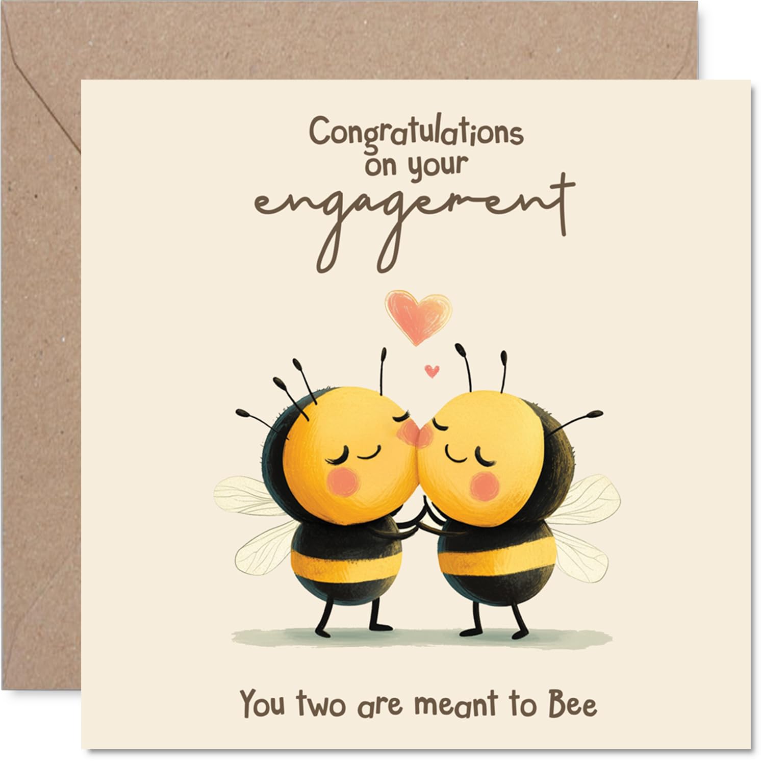 Funny Engagement Card for Couples - Meant To Bee Loving Bees - Congratulations Gifts, Congrats Well Done Card for Colleague Friends Neighbour Family, 145mm Joke Fiance Fiancee Greeting Cards