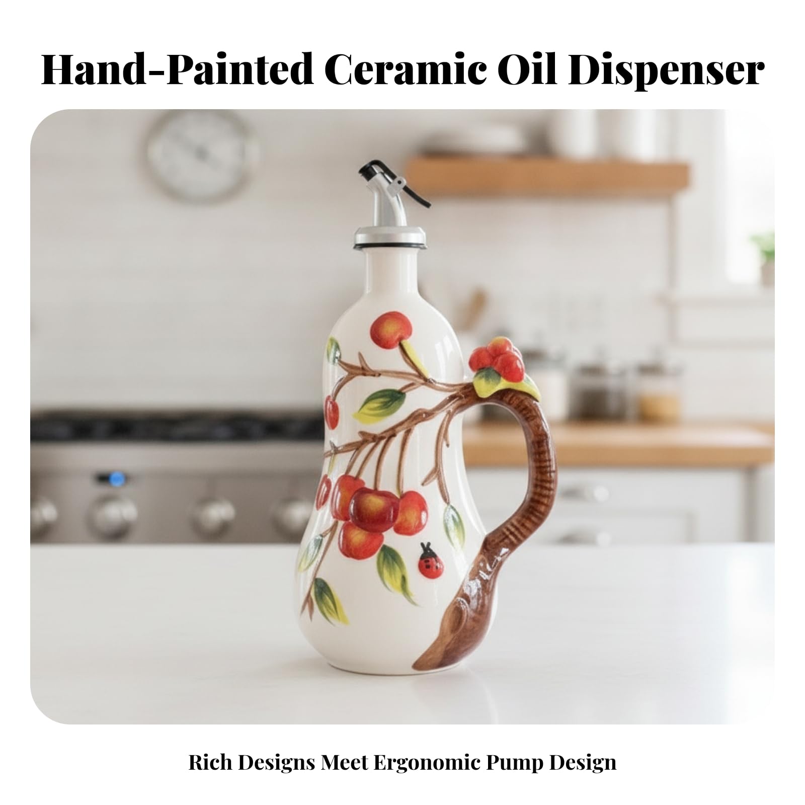 Bottiglia per Olio e Antiscivolo Decorativo, Bottiglia per Condimenti con Beccuccio Versatore, Impermeabile,