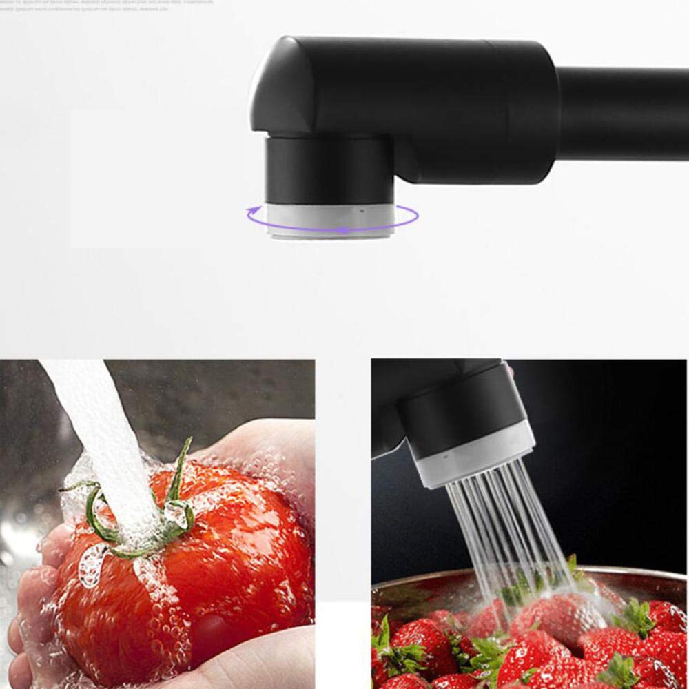 grifo cocina pared Grifo de cocina grifo de pared frío y caliente para fregadero de cocina fregadero fregadero lavabo plegable cobre giratorio-Negro