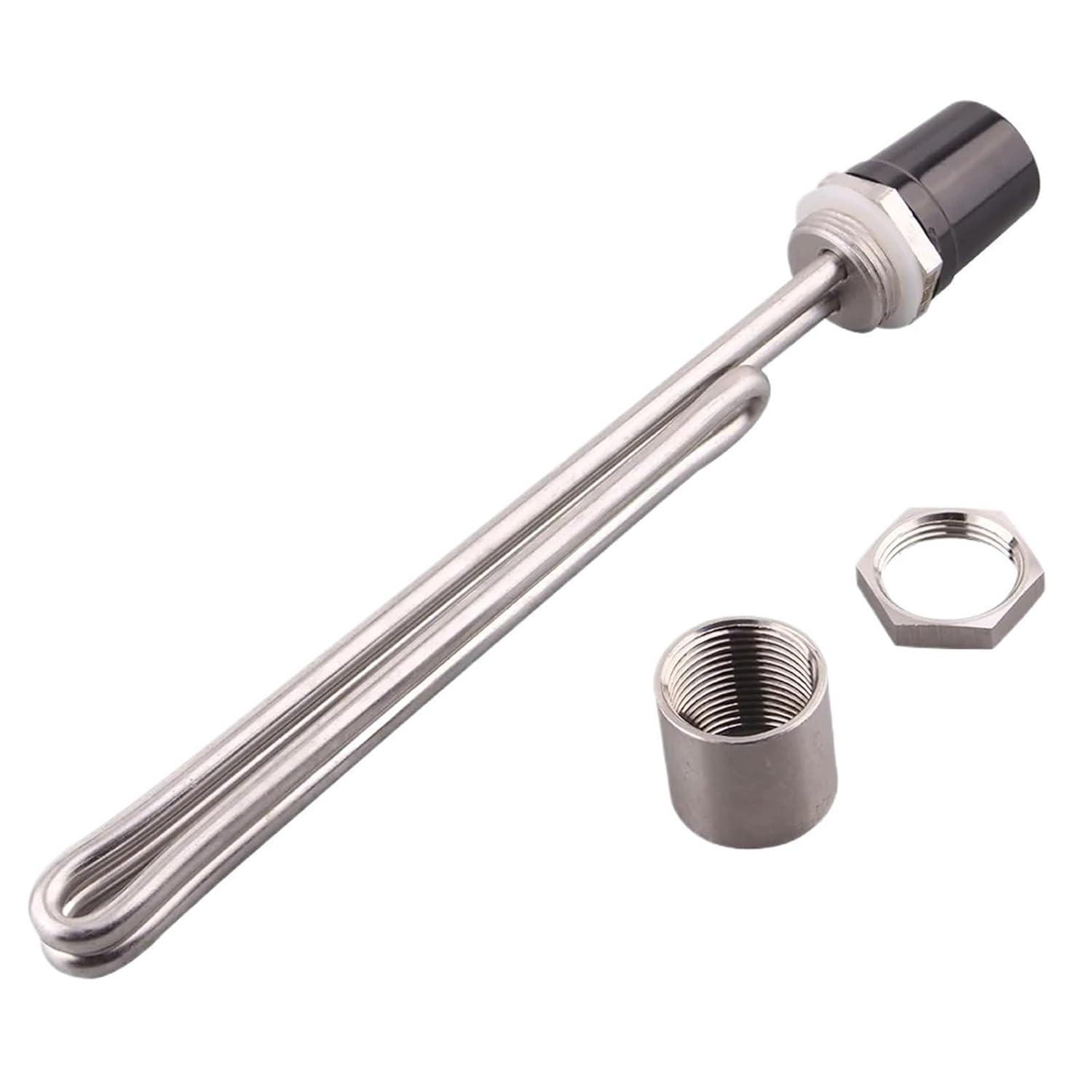 Water Heater with 1" Thread 220v Electric Immersion Water Foldback SUS304 Tubular Heating Element 1.5/2.5/3.5/4.5/5.5kw(Black,3.5KW)