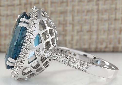 Miniatura 7 de Wassana - Anillo de plata de ley 925 con topacio azul Londres para mujer, Plata de ley 925, piedras preciosas, metal, Topacio