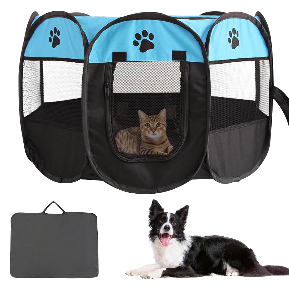 KQWVZ Parque para Perros, Parque Plegable para Perros, Corralito para Perros, Parque Perros Pequeños, Perros Plegable Corralito Perro En Tela Oxford para Cachorros Perros Gatos Conejos(73x73x43cm)
