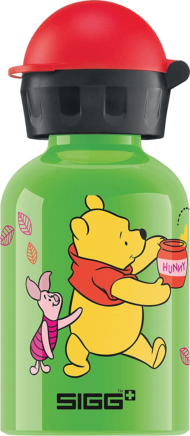 SIGG Winnie the Pooh Çocuk İçecek Şişesi (0,3 L), Zararlı Madde İçermeyen, Sızdırmaz Kapaklı Çocuk Şişesi, Tüy Giderek Hafif Alüminyum İçecek Şiş