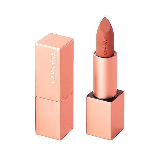 Lawless Forget the Filler Lip-Plumping Line-Smoothing Satin Cream Lápiz labial, Galleta, Rojo, 0.1 onzas