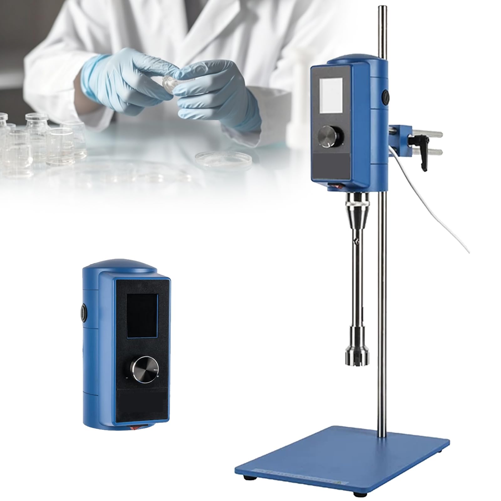 Vila Smo 500W Power High Shear Homogenizer, Laboratory High Speed Dispersing Homogenizer, Adjustment 2000-28000Rpm,With Digital Display, For Paints/Emulsifiering/Cosmetics 18G