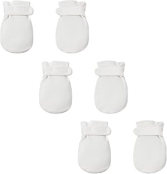 Newborn Baby No Scratch Mittens Stay On, 100% Cotton Breathable, Adjustable Infant Gloves for Baby Boys Girls Mittens