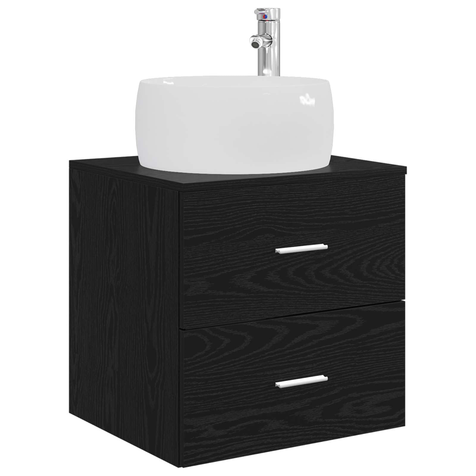 Vidaxl Wall-Mounted Sink Vanity Oak 49.5 X 44.5 X 66 Cm Black