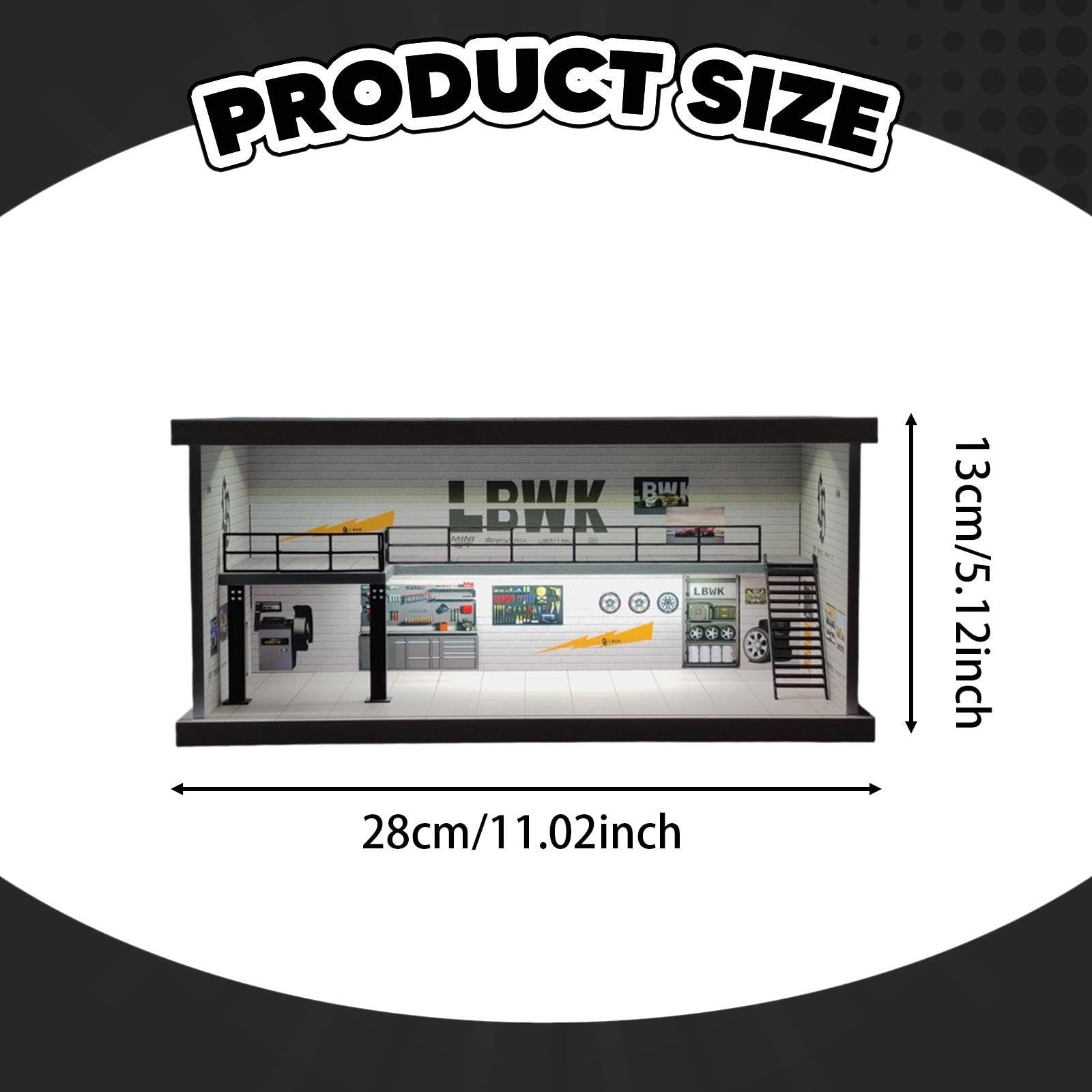 Milageto Vitrine für 1/64-Modellautos aus Metallguss, Aufbewahrungsmöglichkeit für Modellautos, Schutz für die Vitrine, Tischdekoration, Miniaturszene, Style A