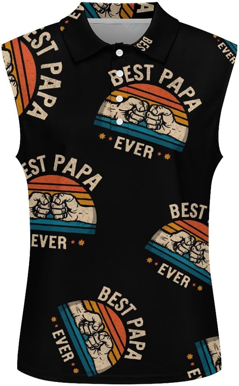 Best Papa Ever Womens Sleeveless V Neck Golf Polo Shirts | Collared Tank Tops
