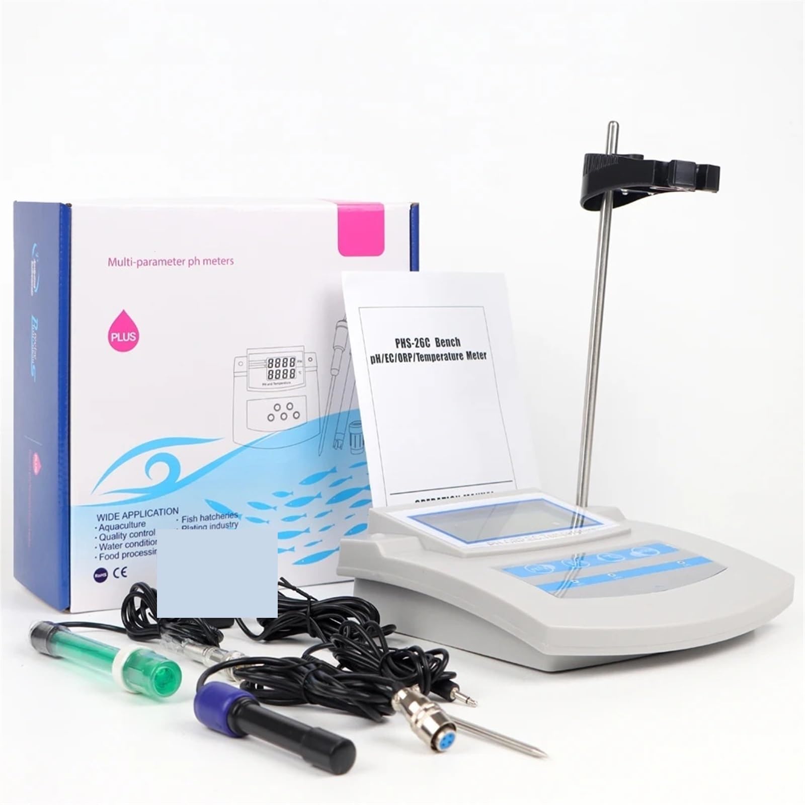 PH mètre 6 en 1 testeur d'eau numérique EC TDS ORP CF température analyseur de qualité de l'eau Potable Moniteur Laboratoire hydroponique d'aquarium, précis et Fiable
