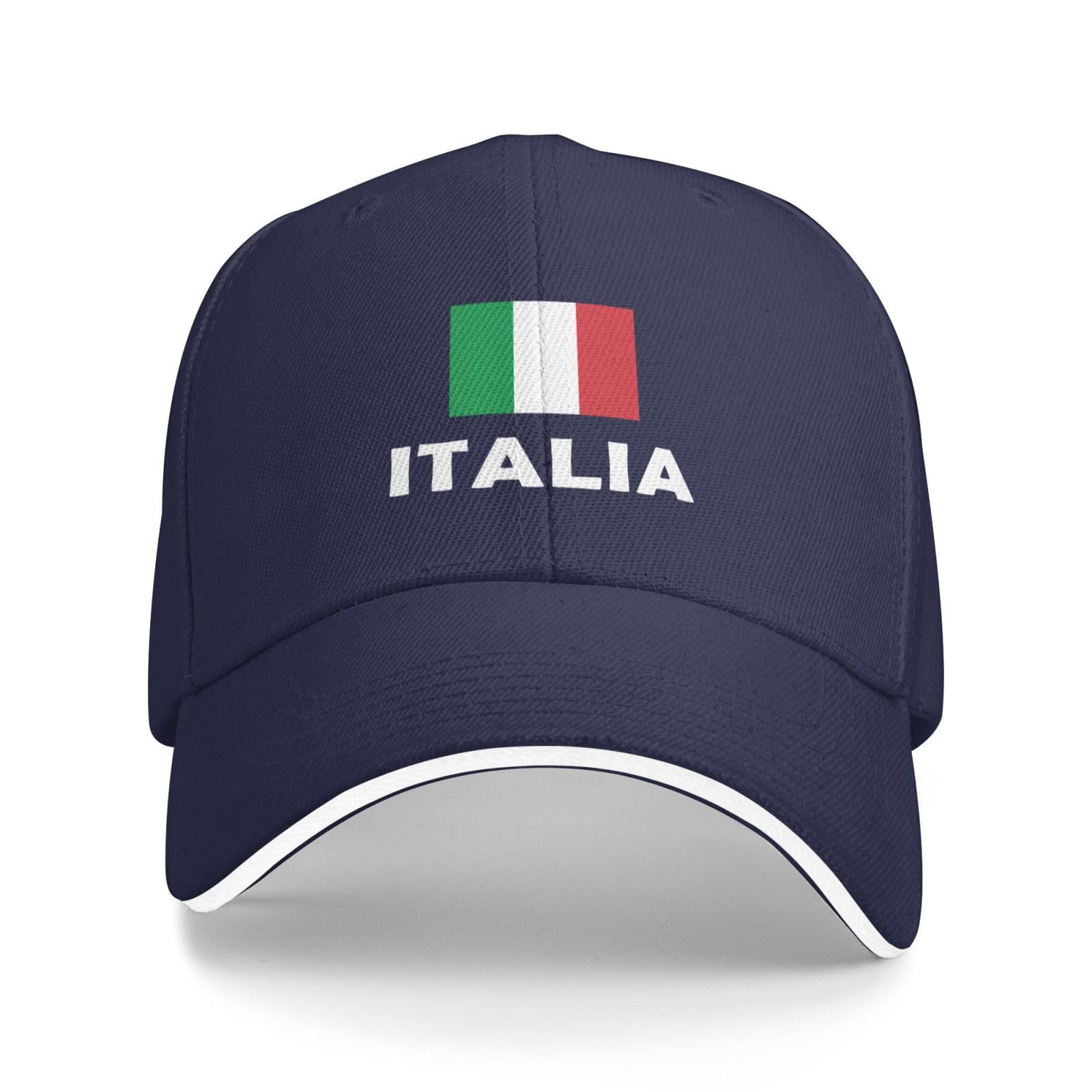Melbrakin Italia Flag Hats Sandwich Cap Adjustable Casquette Dad Hat Unisex Classic Baseball Caps Navy Blue
