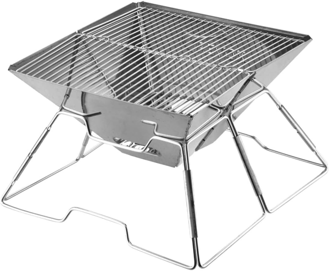 Portable Folding Bbq Grill Rack, Professional Portable Camping Grill with Wear-resistant Steel, Lightweight Outdoor Barbecue Rack for Hiking and Camping