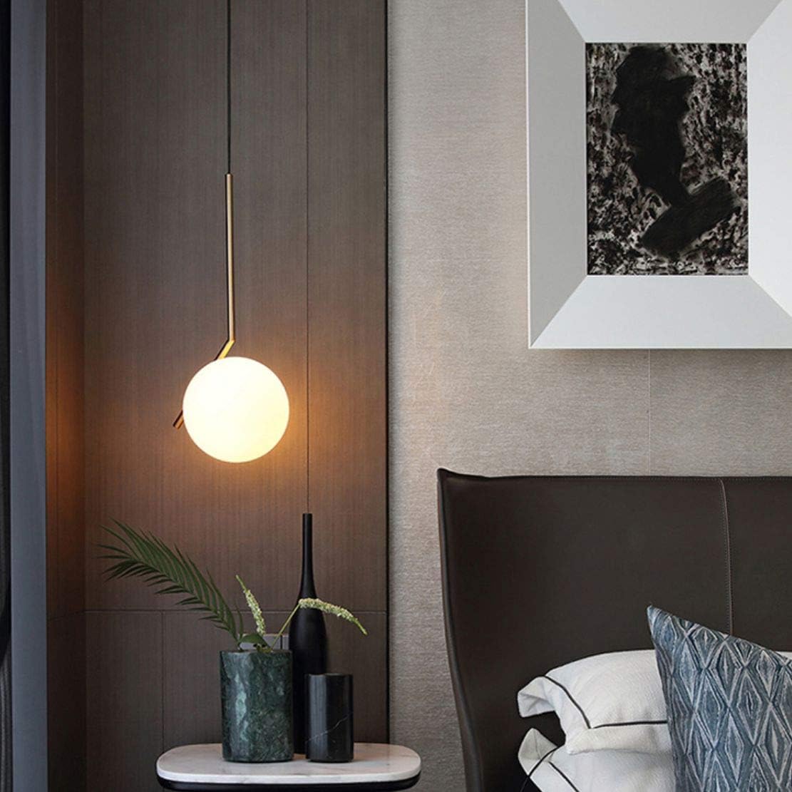 Exсluѕіvе Dіѕсоunt 80% оƒƒеr BOKT Mid Century Modern 1-Light Chandeliers Lighting, Golden with White Frosted Glass Globe Lampshade Pendant Indoor Hanging Light Fixture (C-20cm)