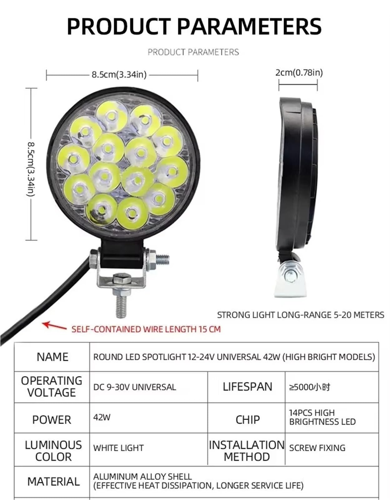 12V Y 24V Foco LED Trabajo Pequeño 42W Faros