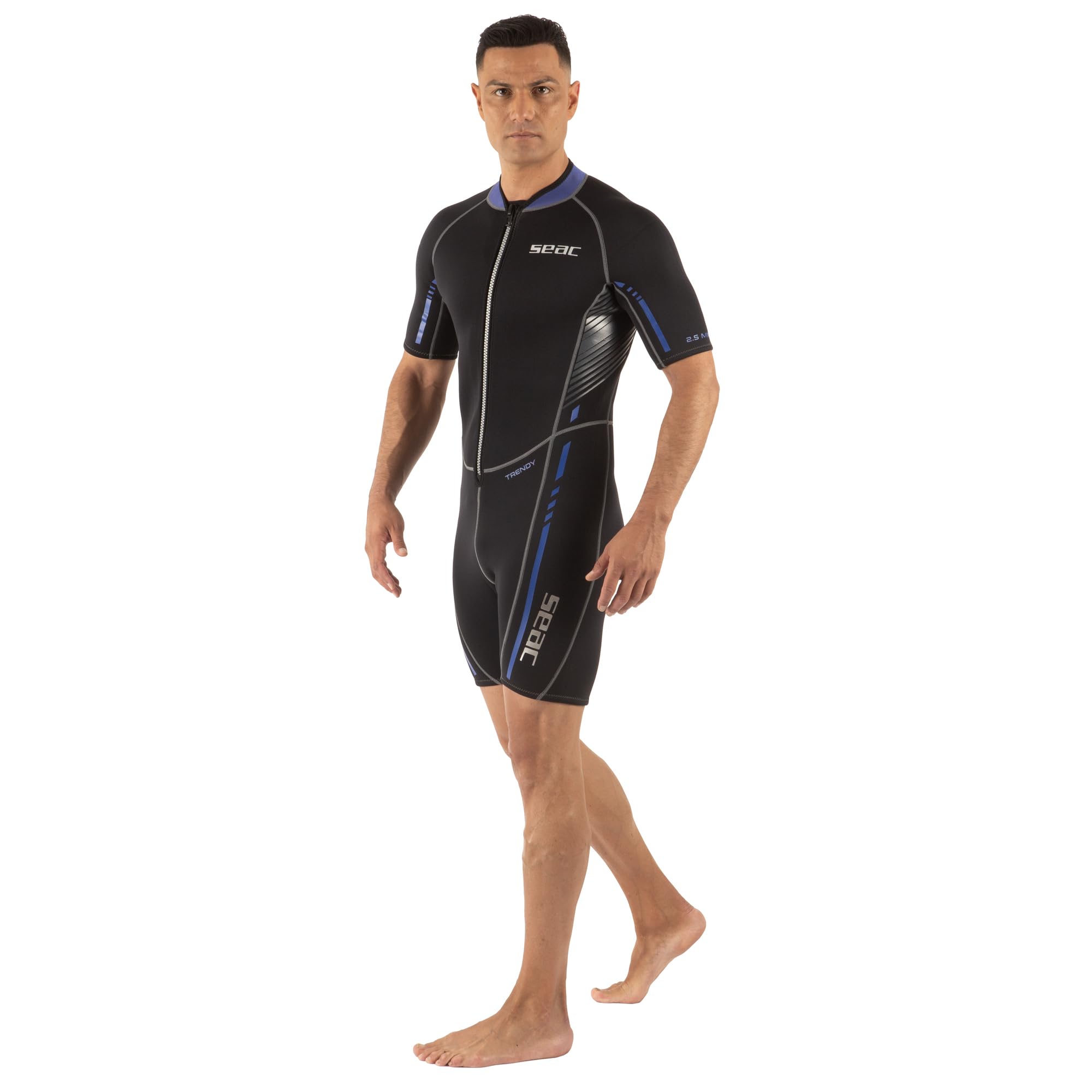 SEAC Trendy Man, Muta Corta Monopezzo in Neoprene da 2.5 mm con Zip Frontale, per Snorkeling, Surf e Sport Acquatici in Acque Temperate per Adulti e Bambini