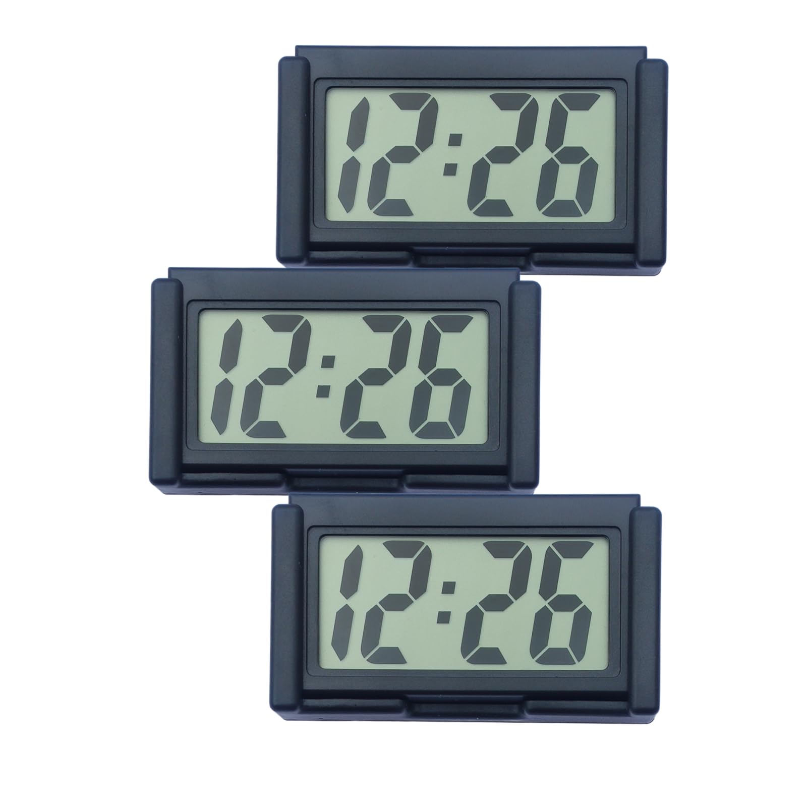 Small Digital Clock，Portable Travel Clock，Classroom Bedroom Bathroom Glass Car Motorcycle Dashboard Mini Clock Battery Operated Self Adhesive (3, Black)