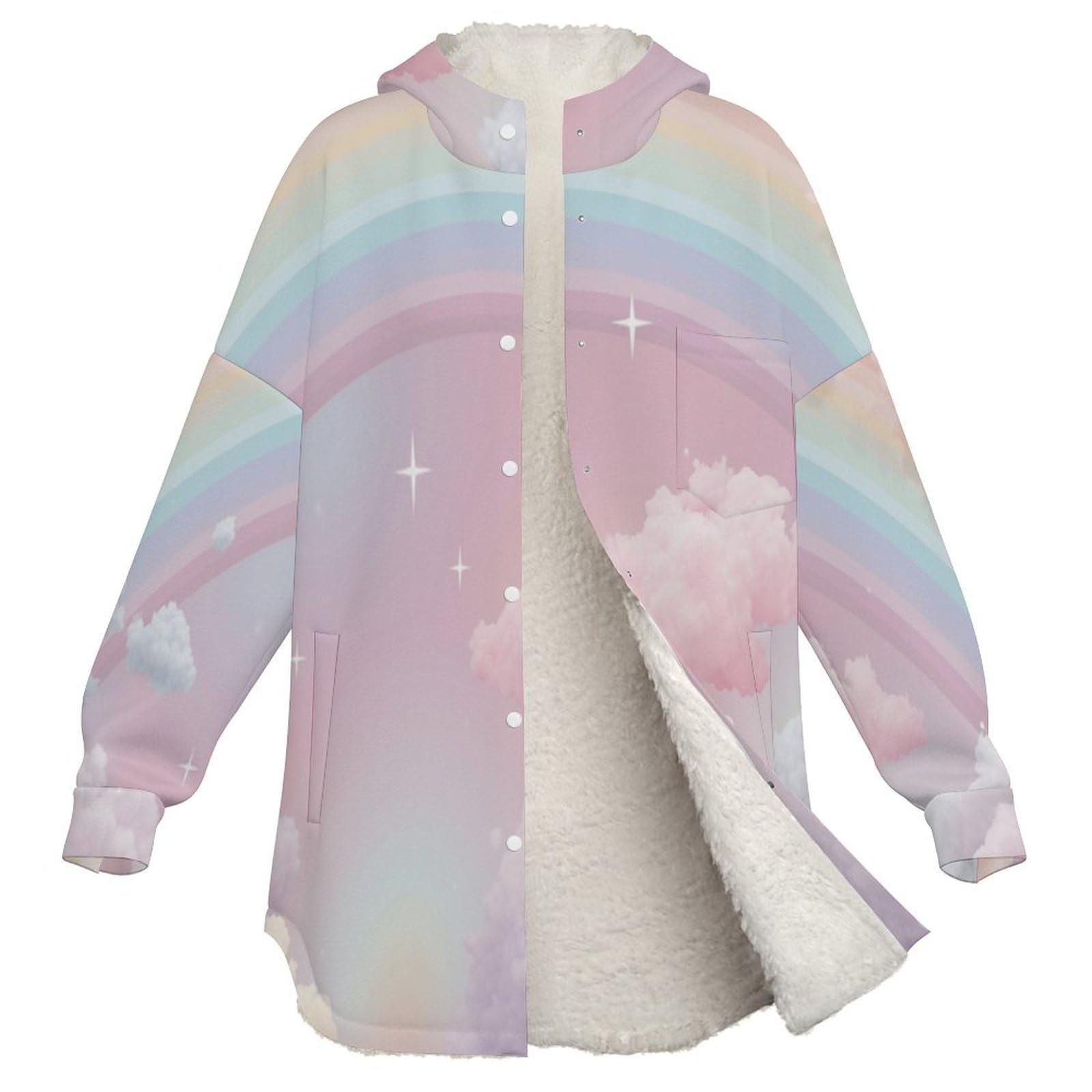 Sudadera Invierno con Capucha de Forro Polar Mujer Estrellas Centelleantes Cálido Hoodies a Manga Larga Felpa Sudadera con Bolsillos, Rosa