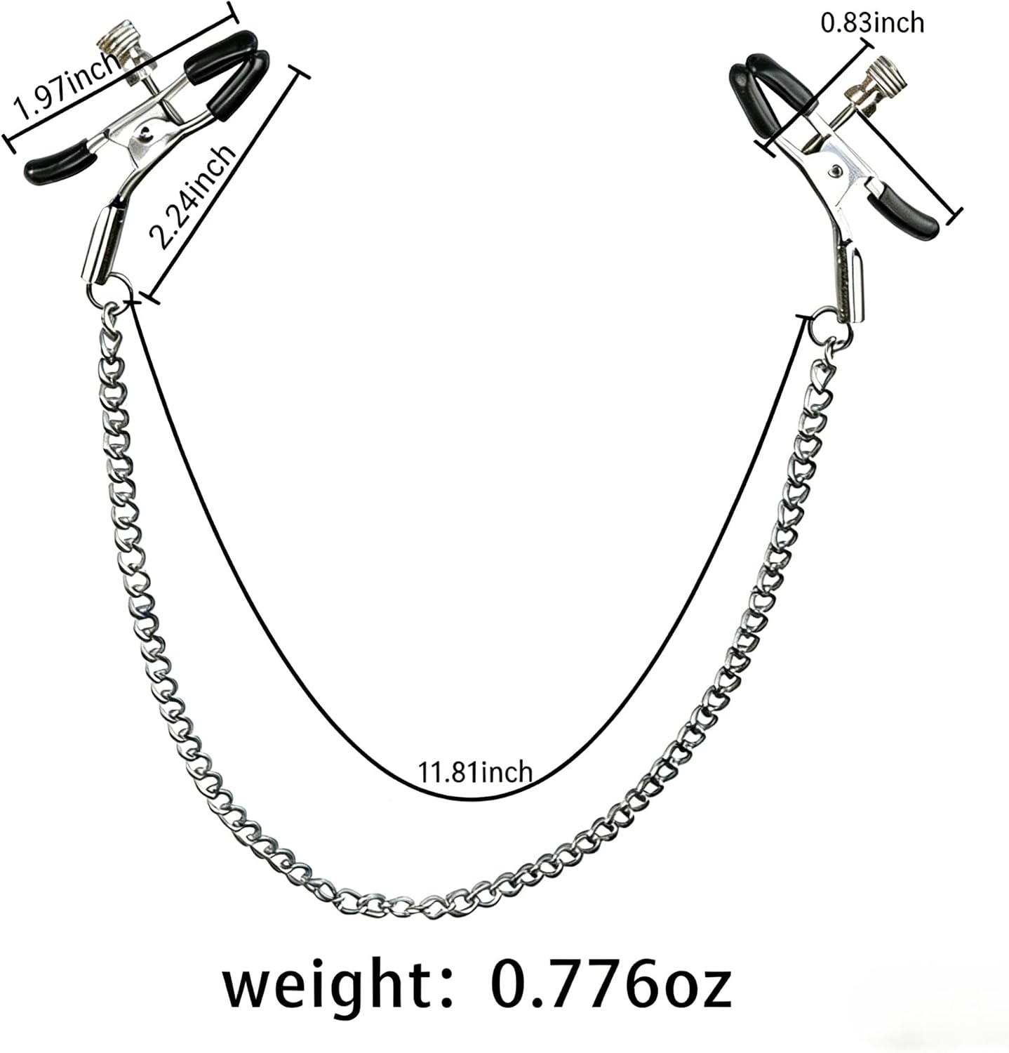 Nipple Clamps Set with Collar & Leash for Couples | Adjustable metal clamps, silicone tips for comfort, choker collar with leash, detachable chain, sensory play kit for couples