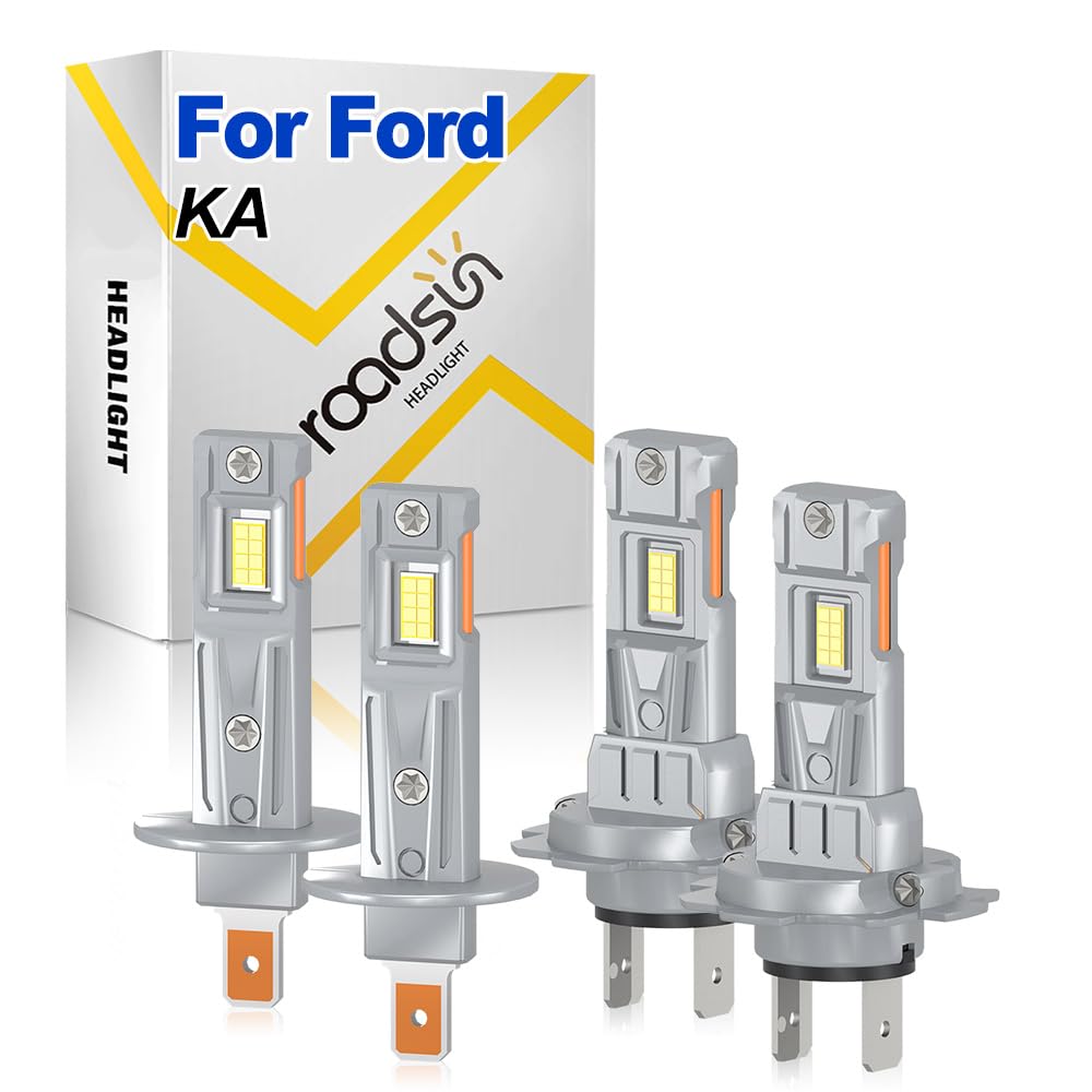 Bombillas LED Para Faros, 120W, 6000K Blanca, H1 H7 Luz de carretera y luz de cruce, Luces LED anti-deslumbramiento, tubo de cobre único, For Ford KA 1996-2003 2004 2005 2006 2007 2008