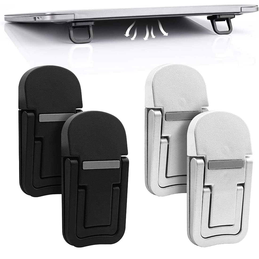 4 Pezzi Portable Keyboard Stand Supporto Pc Portatile Self Adhesive For Mini Laptop Invisible Desk Stand Foldable Laptop Feet With Non-Slip Silicone