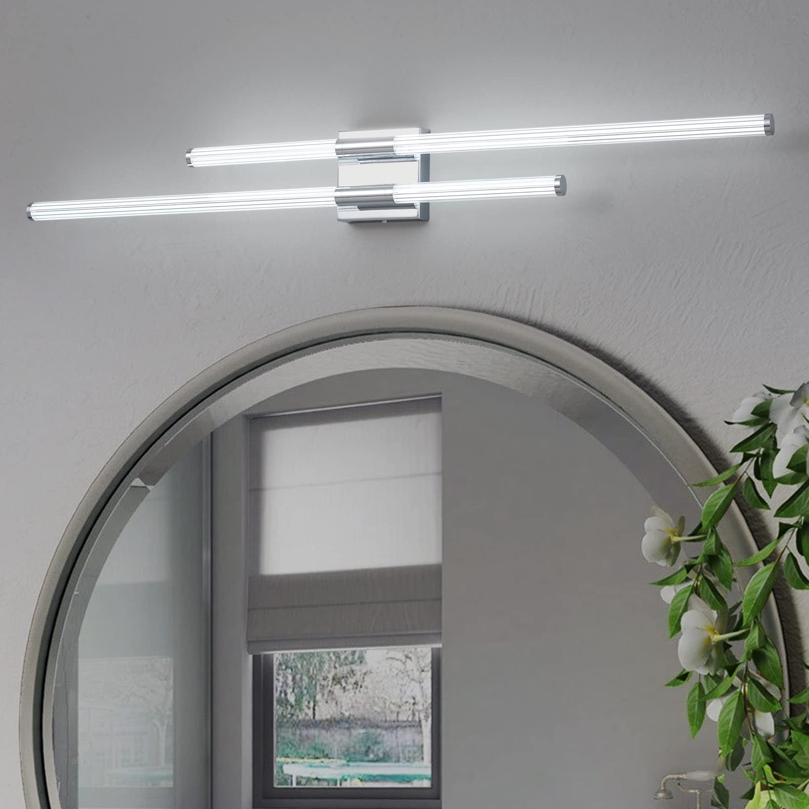 Modern Bathroom Vanity Light 39.76in Chrome LED 6000K Bathroom Light Fixtures Over Mirror Vanity Light Wall Modern Bathroom Vanity Lighting