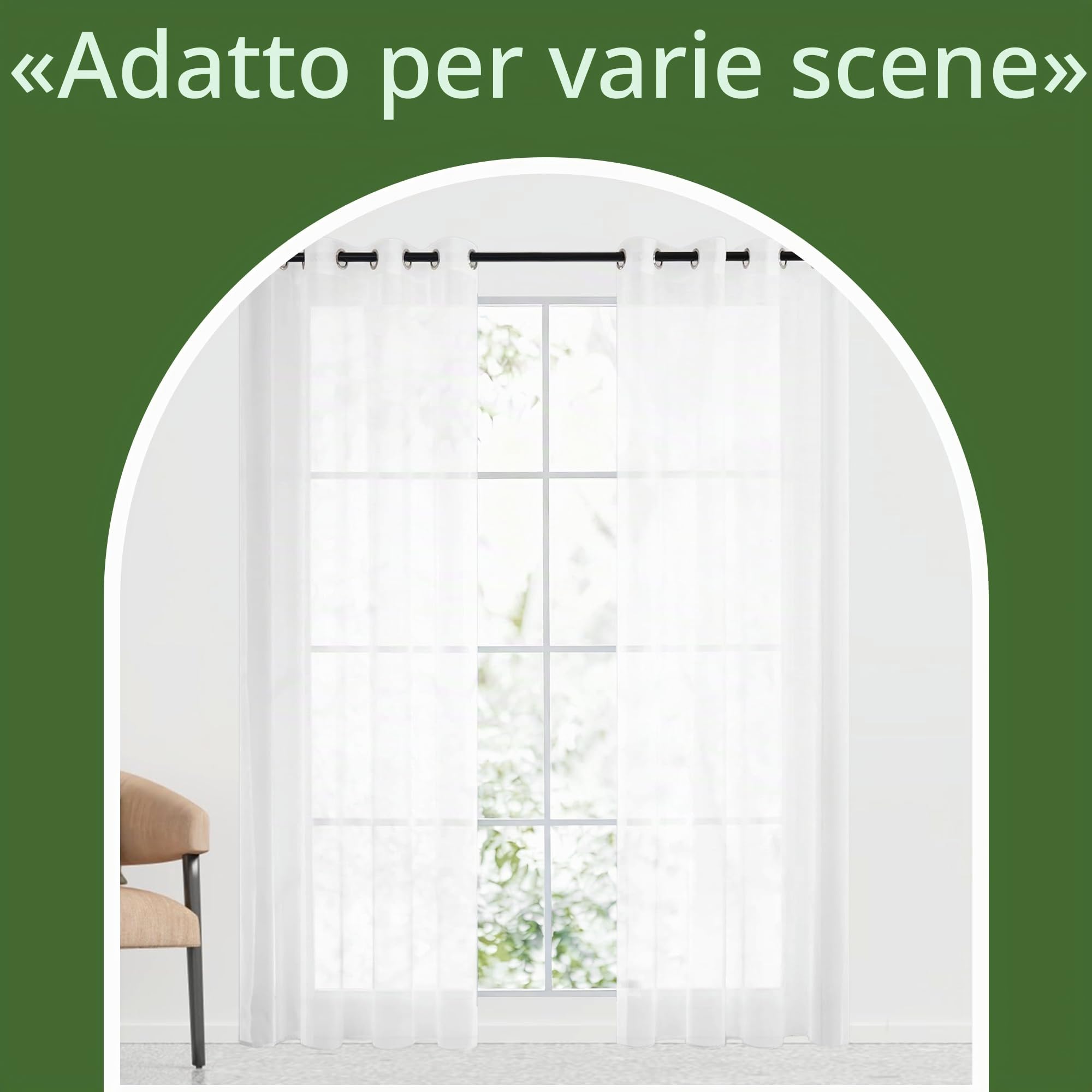 Tenda in Voile 200 x 320 cm Trasparenti Moderne con Occhielli Voile Moderne Eleganti per Finestre Camera da Letto Soggiorno Casa Moderna, Bianco