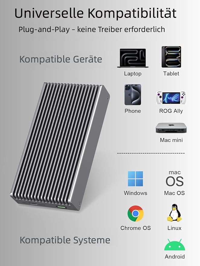 Enclosure M.2 NVMe 40Gbps USB C Aluminio Compatible Thunderbolt miniatura 6