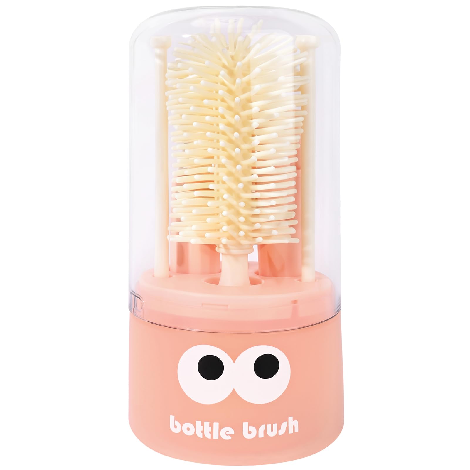 Bebamour 6-in-1 Baby Bottle Cleaning Set with Brushes, 2 Drying Racks & Storage Holder | Detachable Portable Cleaning System | BPA Free, Pink — image 1