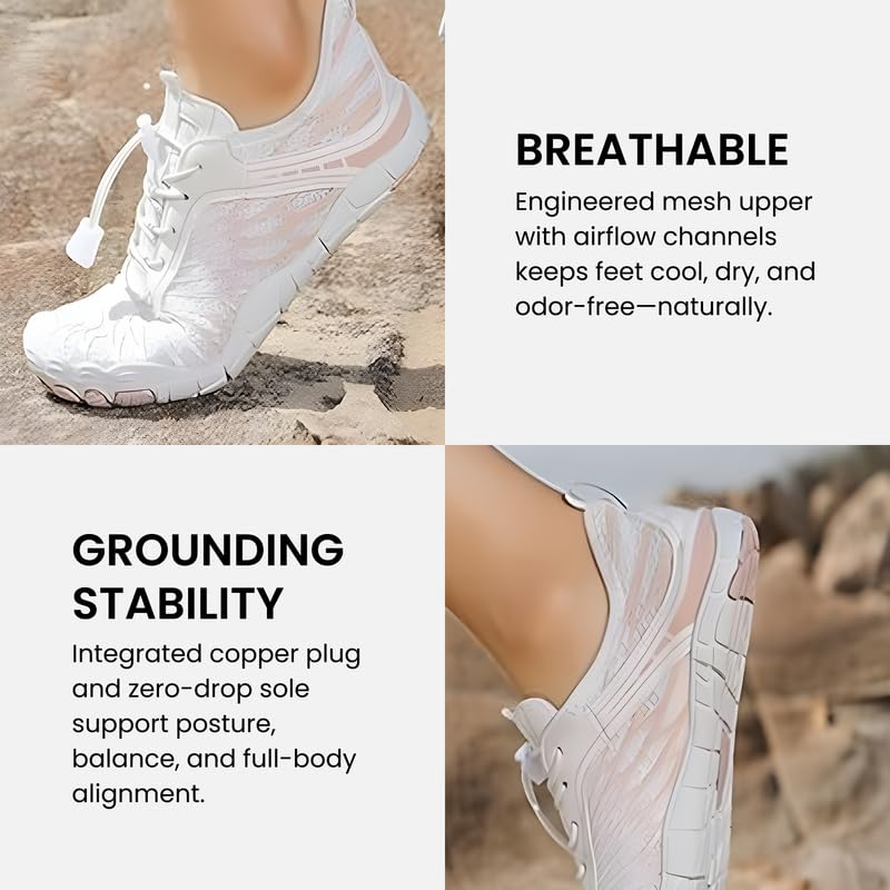 Grounding Barefoot Shoes with Copper, White, US Men 10/10.5, Women 12/12.5, EU 43, Flexible3